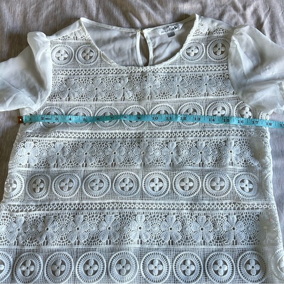 Charming Charlie Sheer Lace Women’s Small White Boho, Beachy Layer Blouse Top - Picture 7 of 8